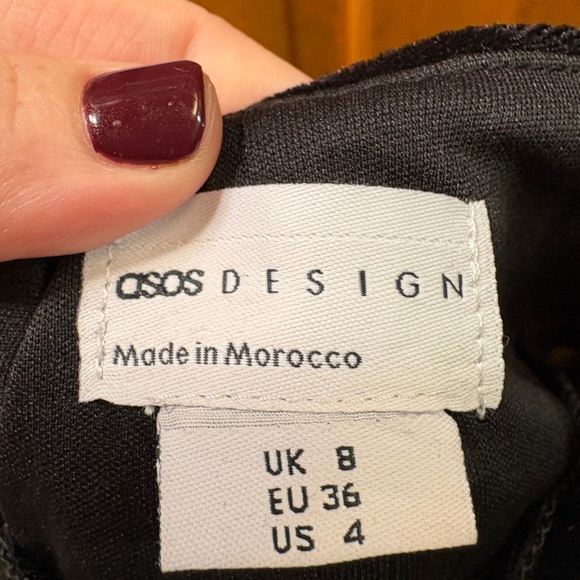 ASOS Women’s Velvet Black Mini Dress with Mesh Cut Outs Size 4 - Picture 4 of 4